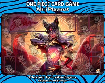 Ahri Playmat | Custom Anime Art Desk Mat | Non-Slip Gaming Mousepad | Stitched Edges