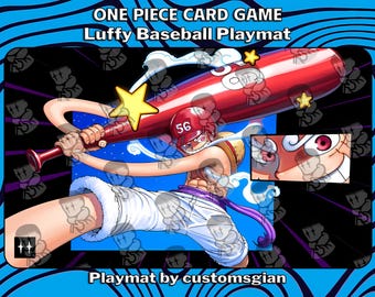 Luffy Baseball Playmat | Custom Anime Art Desk Mat | Non-Slip Gaming Mousepad | Stitched Edges
