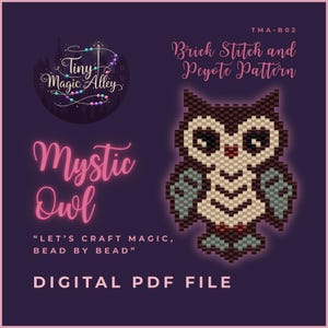 Mönster för Mystic Owl-pärlor – Brick Stitch & Peyote, Miyuki Delica (PDF-mönster)