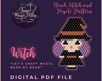 Witch Bead Pattern (PDF) – Brick Stitch & Peyote | Halloween Jewelry DIY | witchcore bead charm gift
