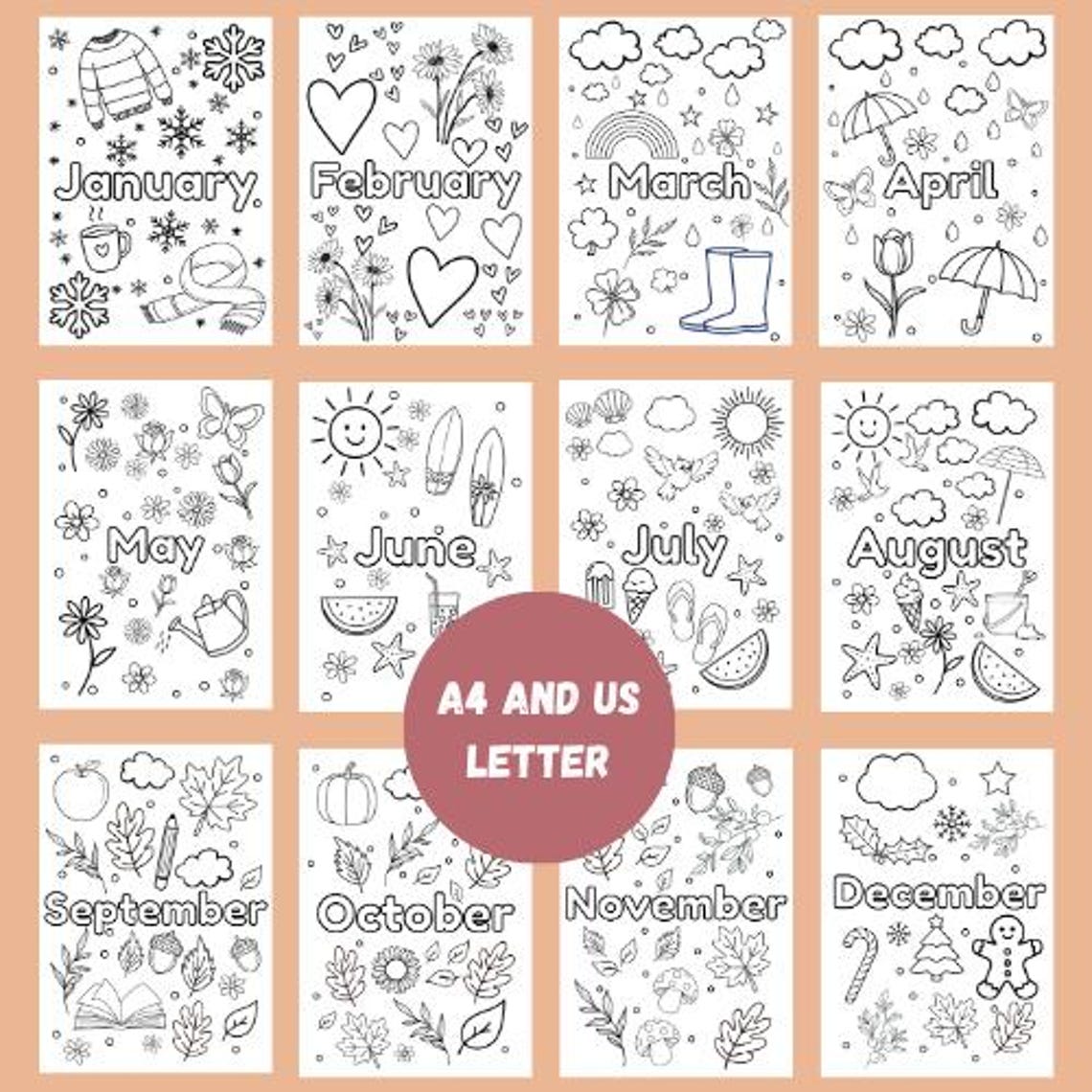 Months of the Year Colouring Pages | Seasonal Monthly Coloring Sheets ...