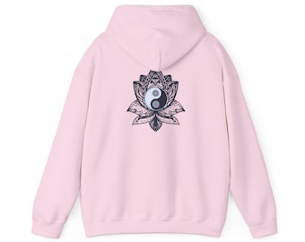Yin Yang Lotus Hoodie • Spiritual Oversized Hoodie • Mandala Lotus Sweatshirt • Zen Yoga Hoodie • Beachy Boho Hoodie Gift