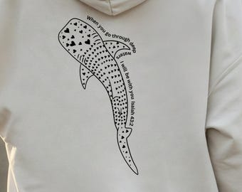 Sudadera con capucha de las Escrituras, sudadera con versículo bíblico de Isaías 43:2, sudadera cristiana, sudadera con capucha de fe para mujer, Coastal Christian Apparel