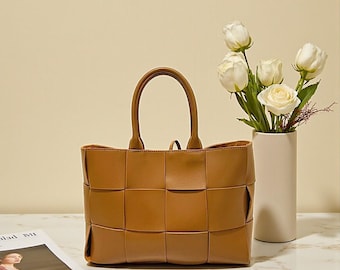 Handgefertigte Leder gewebte Tasche, Französische schicke Rindsleder Handtasche für Frauen, Elegante Alltags Geldbörse