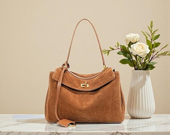 Große Leder-Einkaufstasche für Damen | Stilvolle Schulter Handtasche | Crossbody Arbeit Geldbörse | Jeden Tag Reisetasche