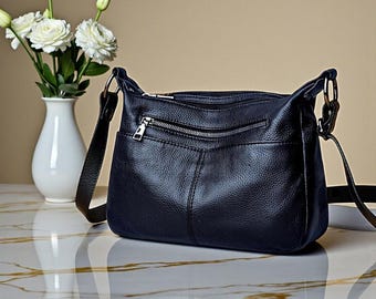 Bolso de hombro de piel de vaca auténtica para mujer / Bolso clásico para mujer / Bolso de trabajo diario