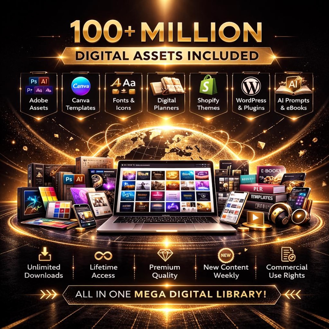 100M+ Digital Assets Library | Canva Templates, AI Prompts, Business ...
