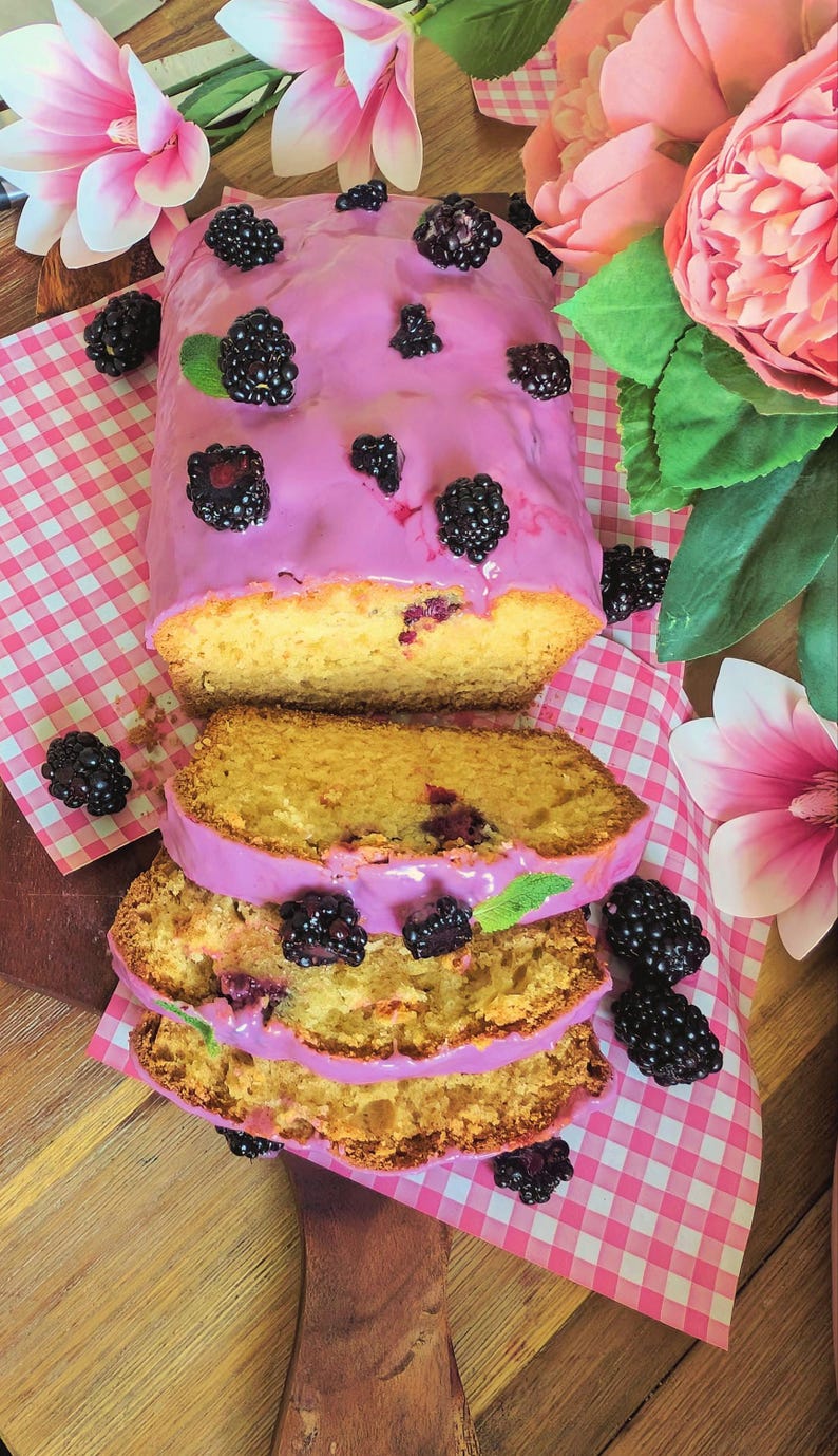Spring Blackberry Loaf Cake With Pink Glaze | Freshly Baked Loaf | Tea ...