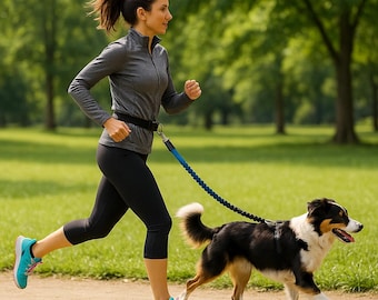 Hands Free Dog Leash with Reflective Bungee and Waist Belt
