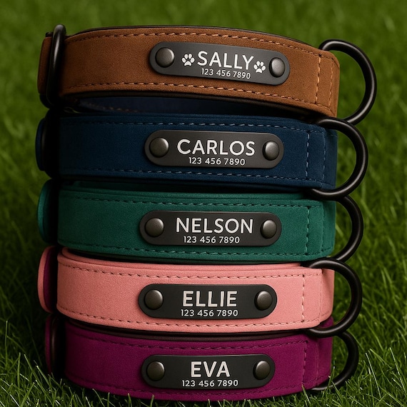 パーソナライズされたレザー犬用首輪：ペットIDの刻印、フィット感の