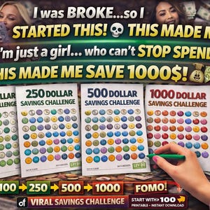 Virale besparingsuitdaging: 100 tot 1000 dollar geldtracker (digitale download)