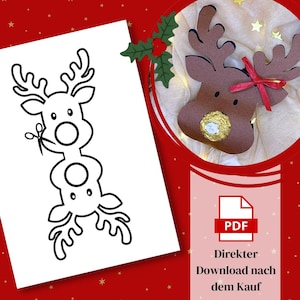 Reindeer Printable Christmas Template | Printable Craft Template | DIY Gift Idea & Christmas Party Favor, Craft Template, PDF