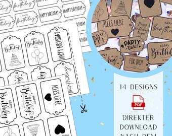 Printable Birthday Gift Tags | Printable Tag Template | DIY Gift Idea & Instant Download, PDF, Printable, Decor Idea