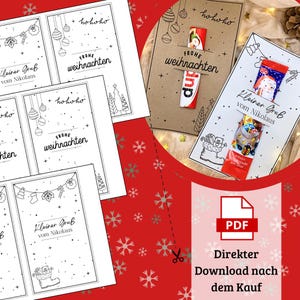 Digital Christmas gift template for printing – instant download gift idea & Christmas present, printable template, craft template, PDF
