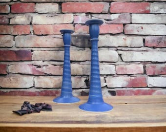 A pair stig korsholm set ceramic candlestick holder vintage handmade artcraft pottery stoneware mid century signed denmark djursland