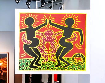 Keith Haring 18.9x16.5 in Fertility Suite Plate 4 Offset Lithograph | 1983 Untitled Pop Art Print