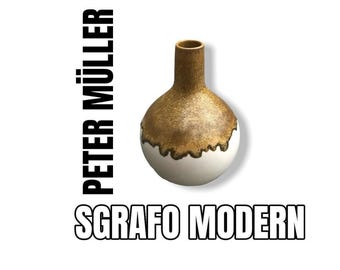 Peter Müller for Sgrafo modern fat lava ceramic vase art pottery model no. 1977 modernist 1970s mid century vintage Germany