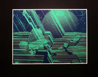 Arno Krause Signed Op Art Lithograph 4/12 “Constructive Utopia” 1990 | Large German Future Art Print 81.5x57.5 cm