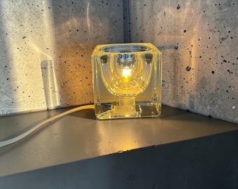 Peill & Putzler TA 14 Cube Table Lamp 3.9 in Glass 1970s Germany Vintage Mid Century Modern MCM