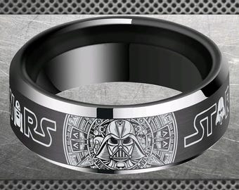 Star Wars Ring, X Wing Ring,Hoth Battle Scene Ring, Wedding Rings Starwars, Customers can customize the outer ring design.