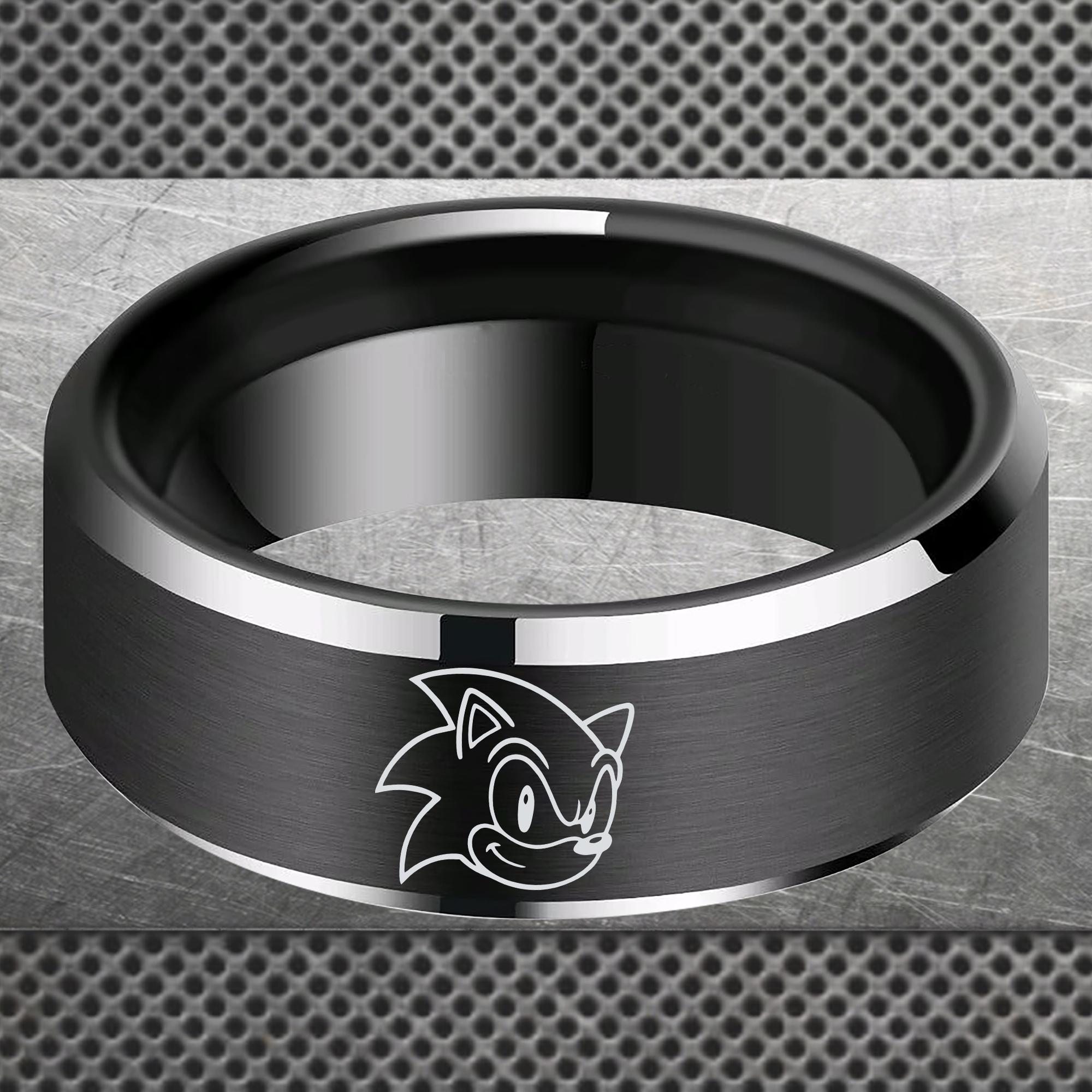 Engraved Shadow the Hedgehog Ring, Shadow Engraved Ring, Sonic the