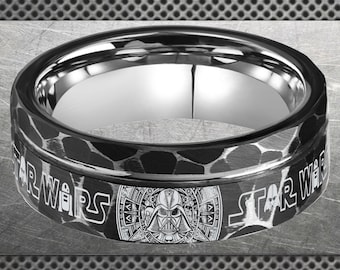 Star Wars Ring, X Wing Ring,Hoth Battle Scene Ring, Wedding Rings Starwars, Customers can customize the outer ring design.