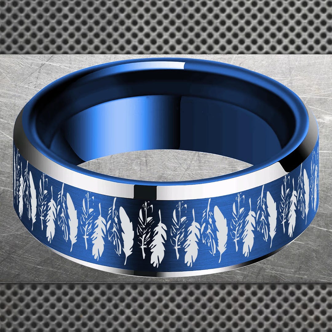Bird Ringing Colored Rings Engraved Birds, Feathers Ring, Ring With Bird Etching, Artistic Wedding ...