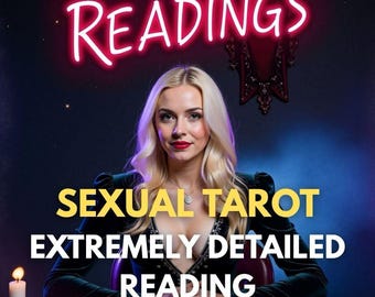 May include: An image promoting "Cosmic Readings" with a woman and tarot cards. The text includes "Sexual Tarot," "Extremely Detailed Reading," and "Same Hour - No Tools." The background is dark with neon pink text.