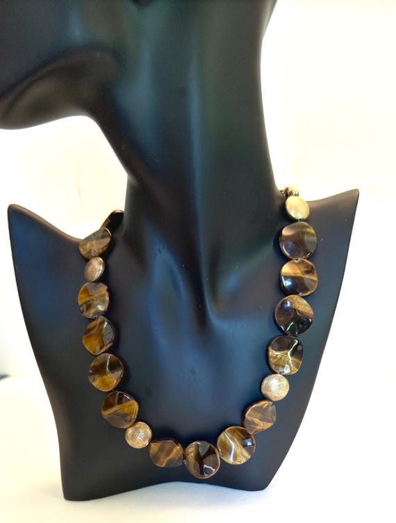 Artisan Sterling tiger eye necklace signed