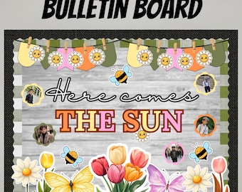 Kit para Painel de Avisos "Sunshine", "Here Comes the Sun", Decoração de Sala de Aula para Maio ou Junho, Contagem Regressiva para o Verão