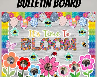 Decoração de Mural com Tema de Crescimento da Primavera | Exposição Floral para Sala de Aula | Decoração de Porta com Tema Positivo de Plantas