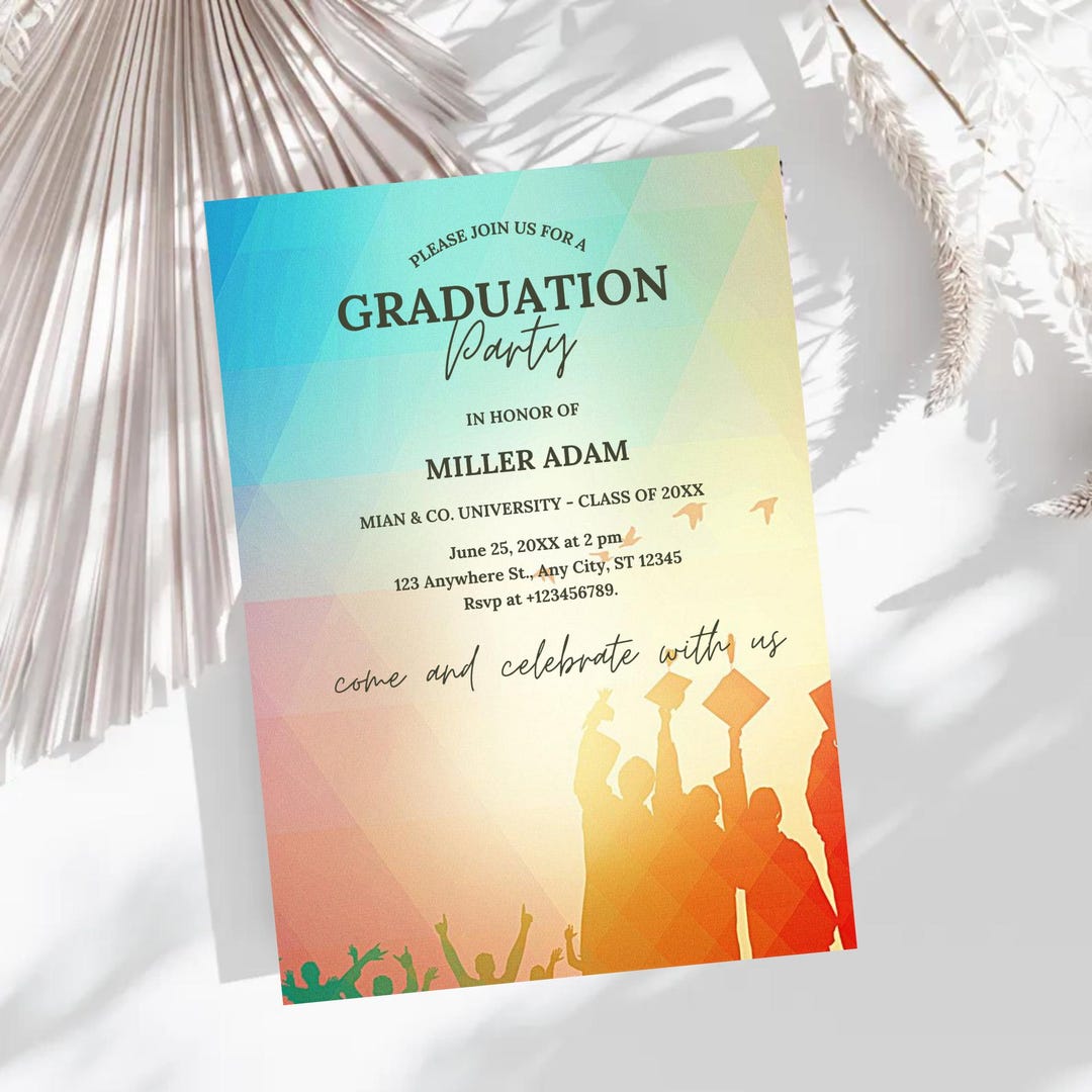Modern Graduation Modern Grad Invite, Graduation Announcement, High School Graduation ...