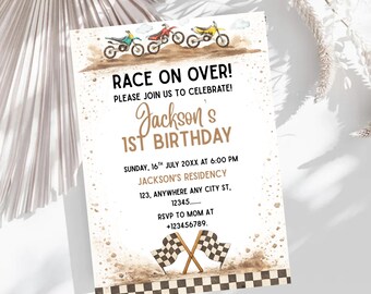 Convite para festa de aniversário com tema de corrida de carros - Convite com tema de velocidade máxima - Modelo instantâneo - Personalizado - Download digital para edição