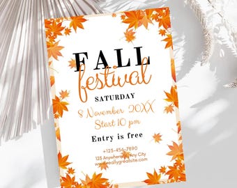 Editable Fall Festival Flyer Template | Autumn Harvest Invitation (Instant Download)