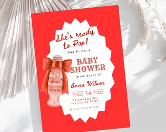 Invitación para baby shower con refresco, plantilla personalizable (descarga digital)