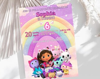 Gabby's Dollhouse Birthday Invitation, Editable Pandy Party (Digital Download)