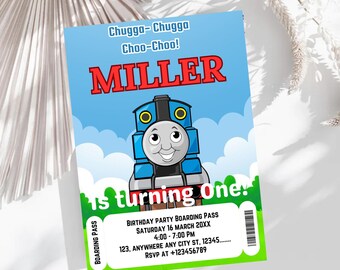 Editable Thomas Train Birthday Invitation, Children’s Birthday Train Theme Invitation, Thomas The Tank Engine Birthday Invitation
