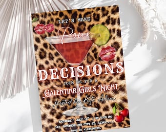 Invitación de Galentine para la Noche de Chicas con Cheetah / Plantilla editable de Canva (Descarga digital)