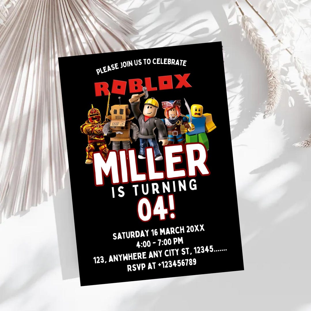 Roblox Birthday Invitation | Editable Gaming Canva Template Evite ...