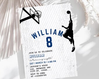 Basketball Birthday Invitation, Printable Sports Invitation, Boys Birthday Invite, Basketball Bday Party Invite, Instant Download, DIY Canva