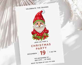 Santa Christmas Party Invitation: Editable Holiday Template (Digital Download)