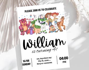 Toy Story 4th Birthday Invitation, Editable Template (Digital Download