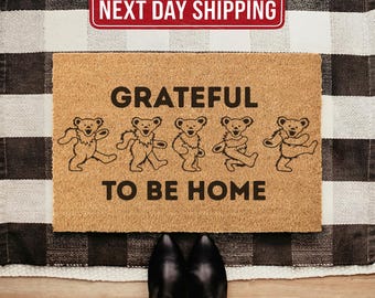 Grateful to Be Home Welcome Mat - Dancing Bears Lobster Doormat, Grateful Dead Decor, Housewarming Gift