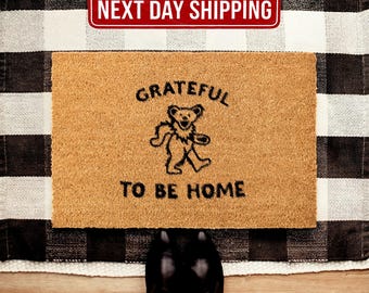 Grateful to Be Home Welcome Mat - Dancing Bears Doormat, Grateful Dead Decor, Housewarming Gift