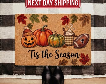 Tis the Season Doormat, Fall Pumpkin Decor, Halloween Door Mat, Housewarming Gift