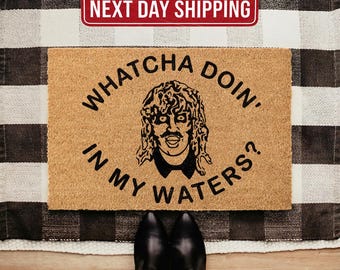 Old Gregg Whatcha Doin In My Waters Coir Doormat, Funny Meme Housewarming Gift