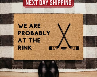 Hockey Rink Doormat, Hockey Family Decor, Personalized Welcome Mat