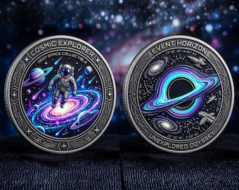 Limited Edition Event Horizon & America 250 Dual-Sided Challenge Coin - Unexplored Odyssey Semiquincentennial Space Exploration