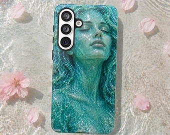 Ocean waves girl faux resin phone case, Ocean art for natural lovers, Summer ocean decor blue cover, Beach lover gift, Gift for sea lovers