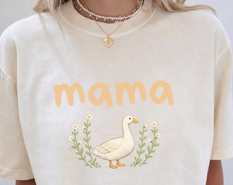 Goose mom shirt, Retro wildflower mom t-shirt, Vintage mommy birthday tee, Cute cottagecore mama shirt, Gift for mama, Mother's Day shirt